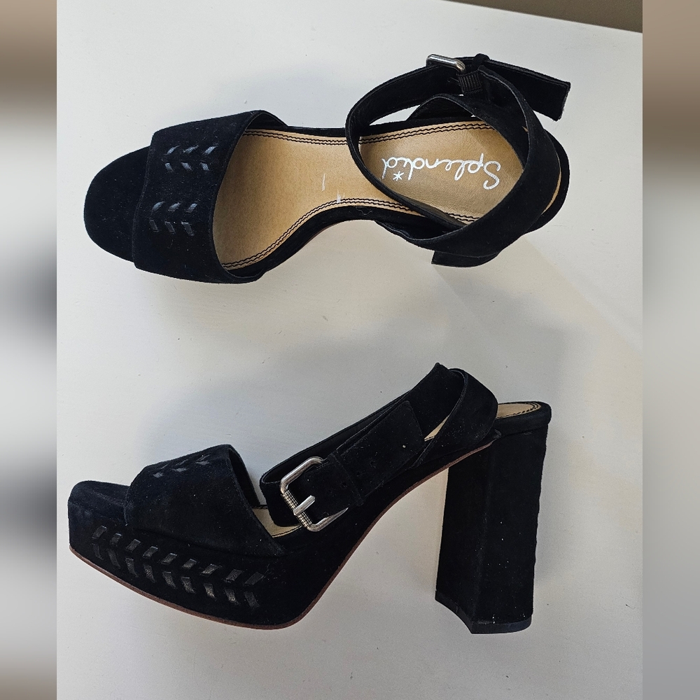 Splendid Black Suede Neesha Platform Sandals Size 9.5